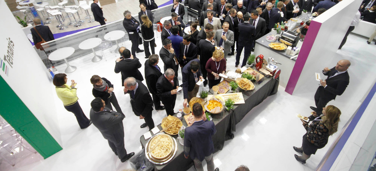immagine del buffet organizzato dal nostro staff per lo stand Tenaris in fiera a Dusseldorf